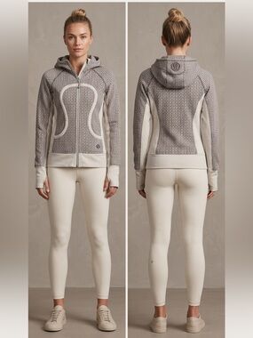 - Lululemon scuba jacket cream  and taupe color. Size 4